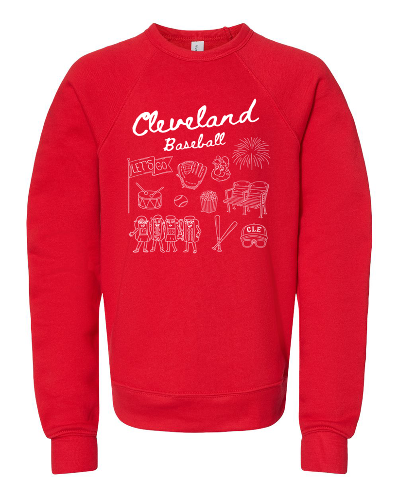 Cleveland Baseball Doodle - Children's Crewneck Sweatshirt - Mistakes on the Lake