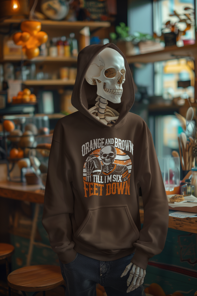 Orange and Brown Til I'm 6 Feet Down - Hooded Sweatshirt - Mistakes on the Lake