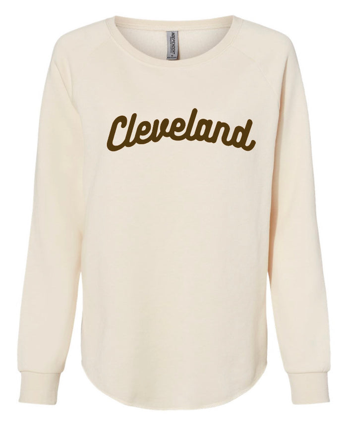 Classic Cleveland Ladies Crew Sweater - Brown and Orange - Mistakes on the Lake