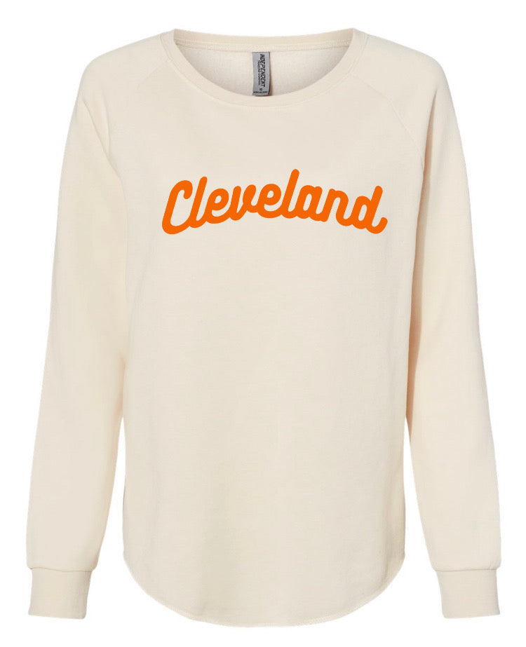 Classic Cleveland Ladies Crew Sweater - Brown and Orange - Mistakes on the Lake