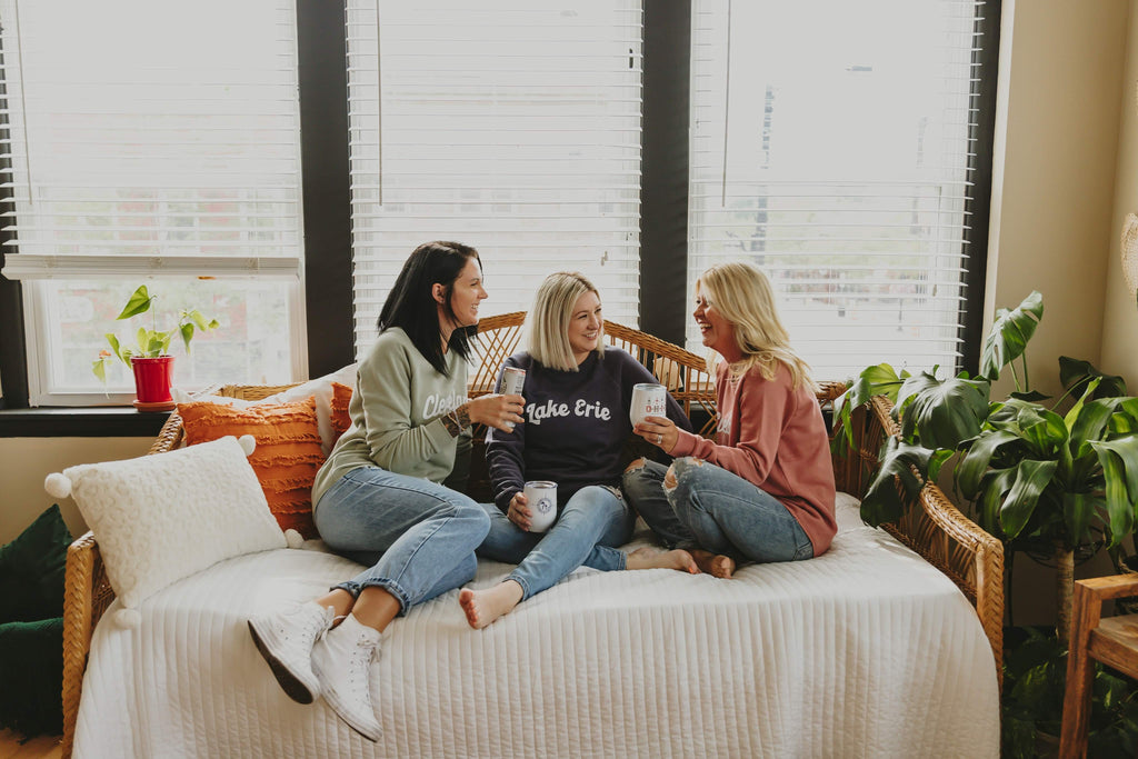 Classic Cleveland Ladies Wave Wash Sweatshirts - Mistakes on the Lake