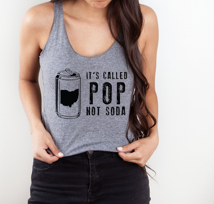 It's Called Pop Not Soda - Ladies Racerback Tank - Mistakes on the Lake