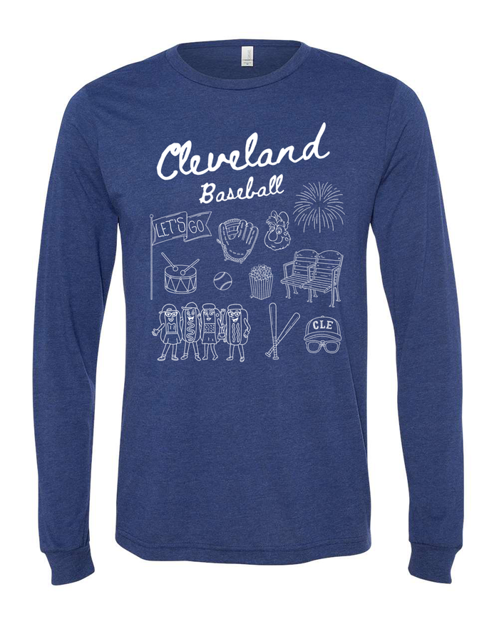 Cleveland Baseball Doodle - Long Sleeve Tee
