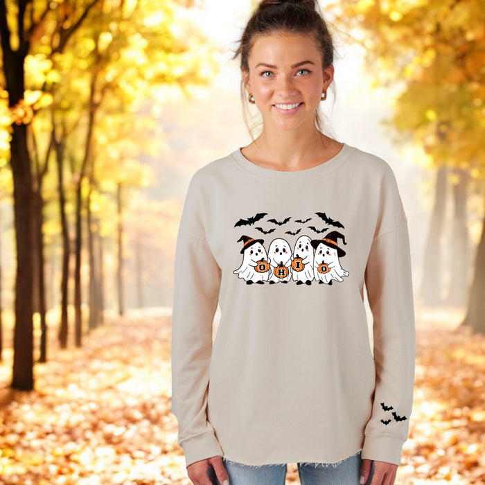 Ladies Ghost Ohio Raw Edge Crew neck Sweatshirt