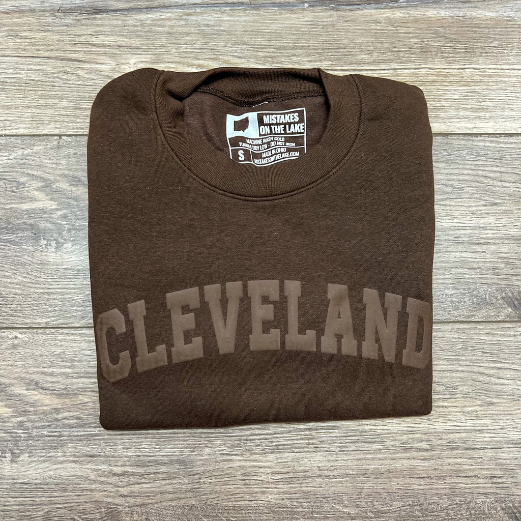 3D Puff Cleveland - Brown Crewneck - CG - Mistakes on the Lake