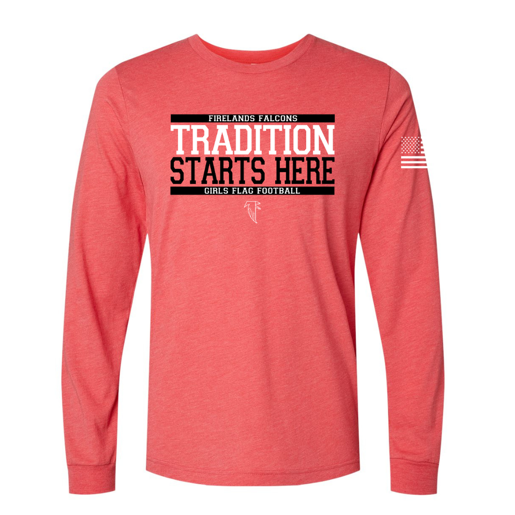 Tradition Starts Here - Firelands Falcons Girls Flag Football Tee