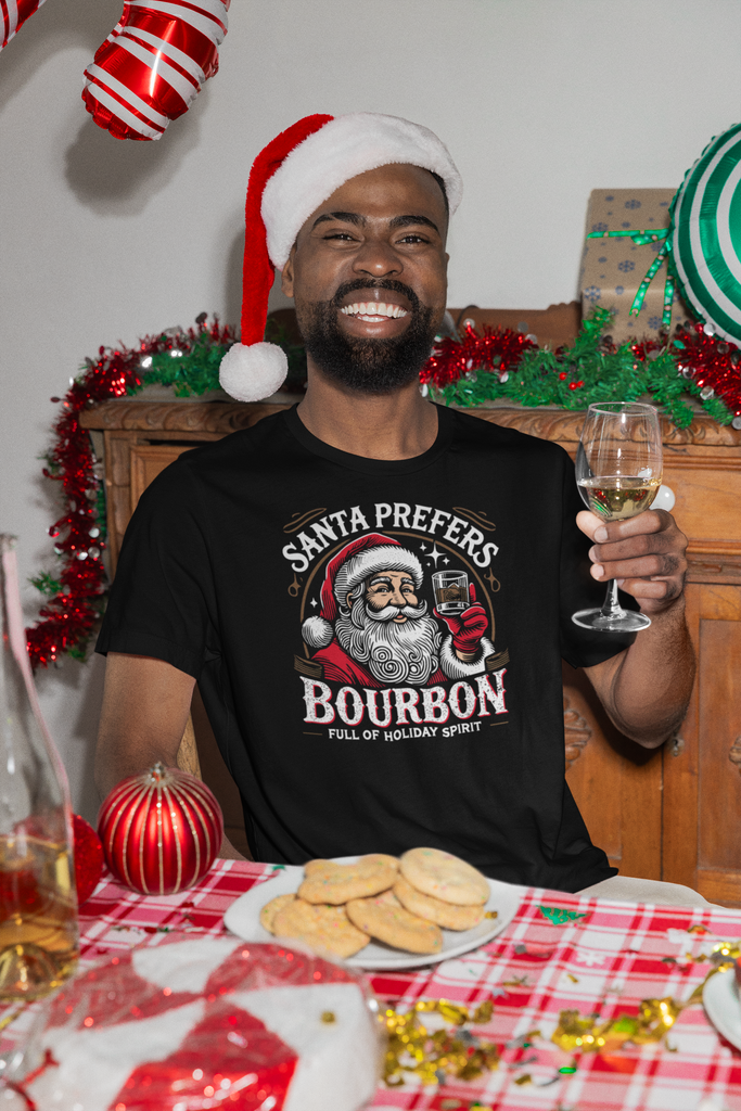 Santa prefers Bourbon Unisex Tee - Mistakes on the Lake