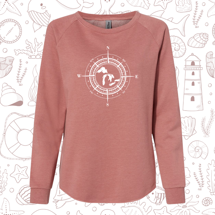 Great Lakes Compass Ladies Wave Wash Sweatshirt