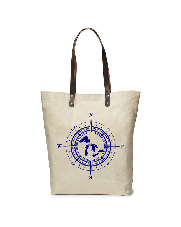 Great Lakes Compass Leather Strap Tote - Mistakes on the Lake