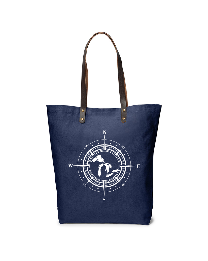 Great Lakes Compass Leather Strap Tote - Mistakes on the Lake