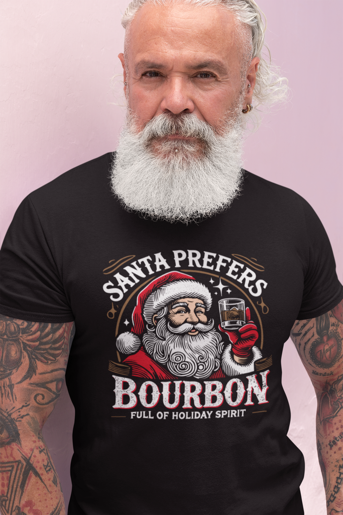 Santa prefers Bourbon Unisex Tee - Mistakes on the Lake