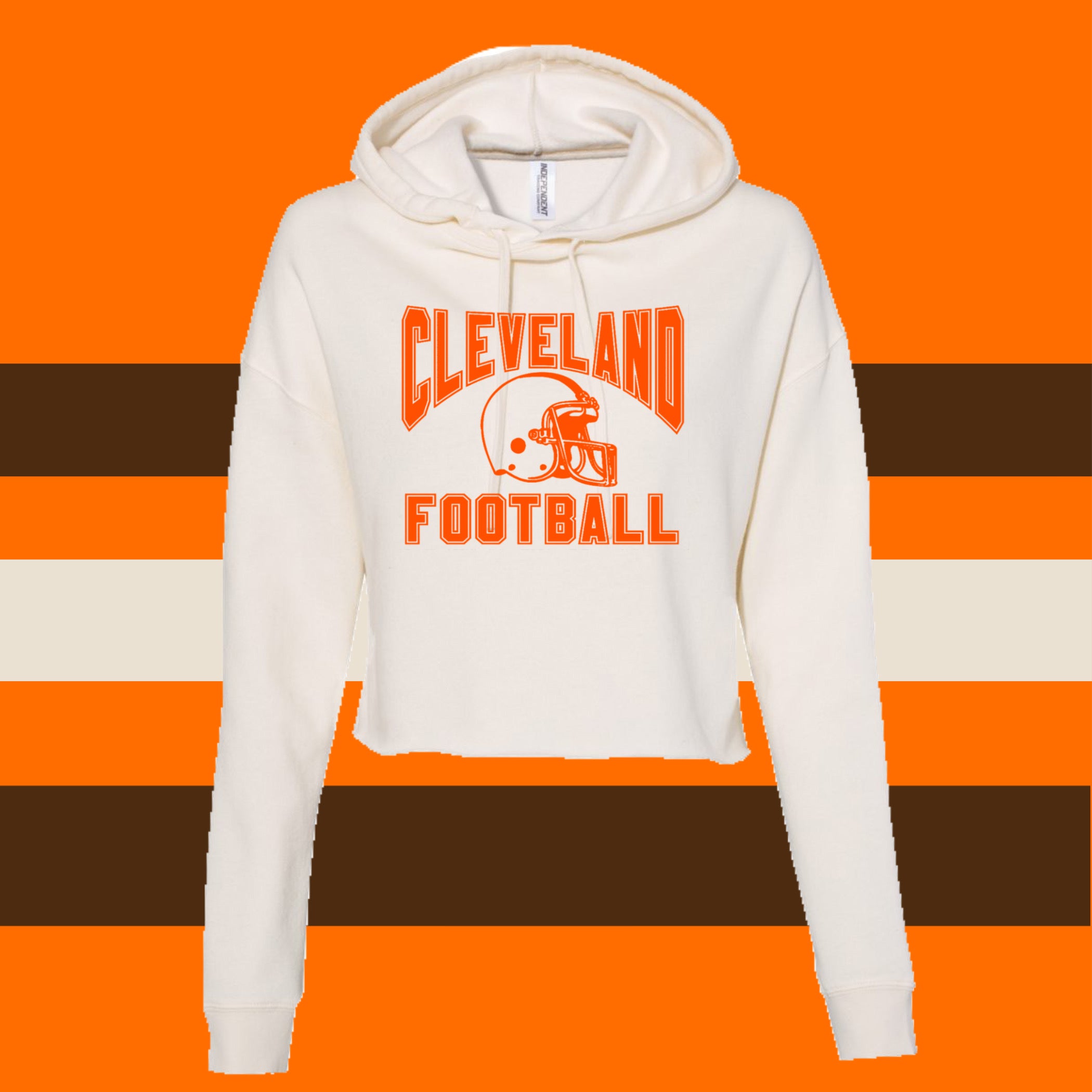 Womens Cleveland Football Script Lace Up Hooded Sweatshirt Medium