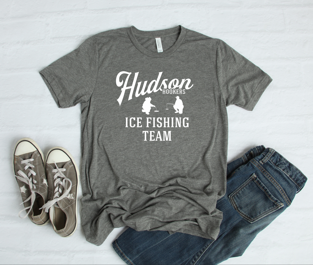 Hudson Hookers Ice Fishing Team Tee S / Grey