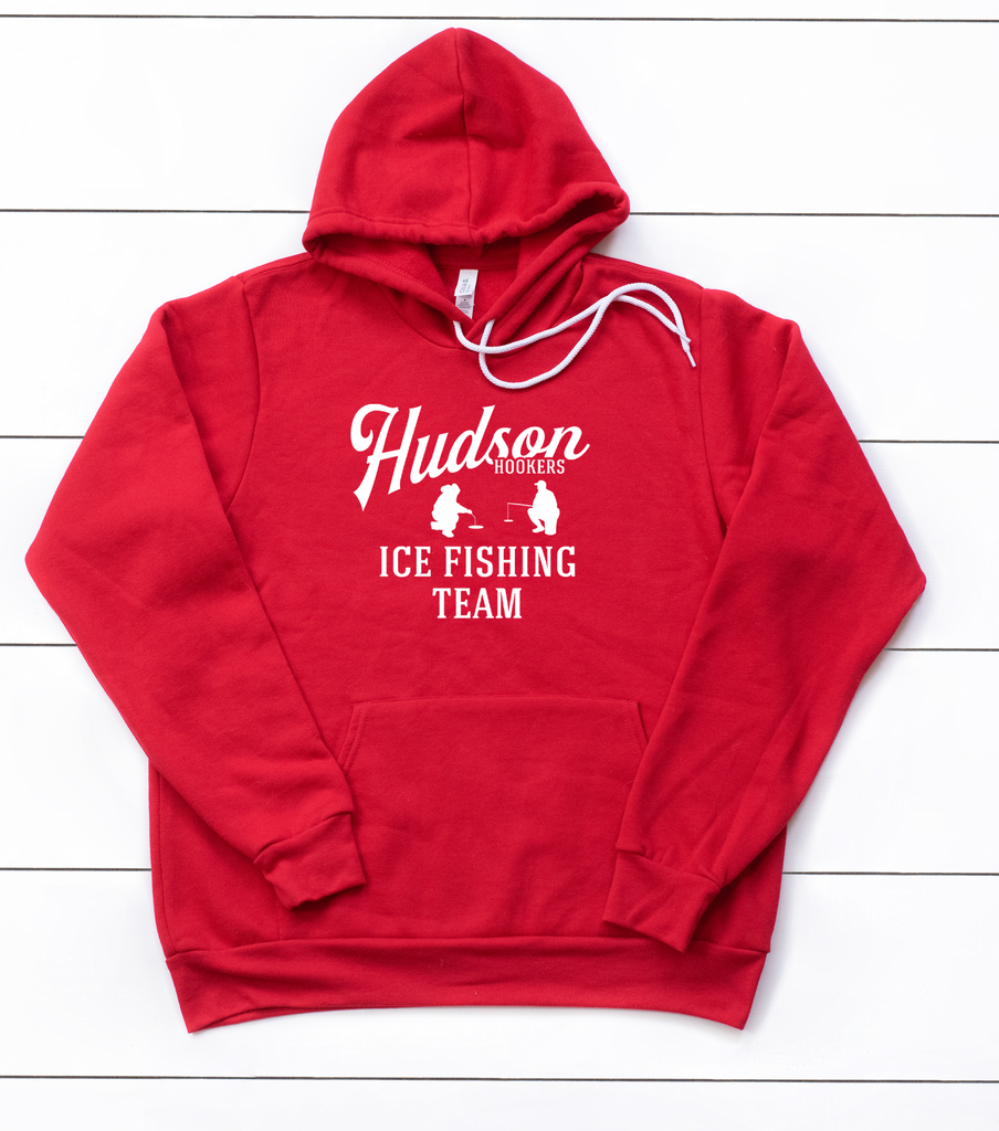 Hudson Hookers Ice Fishing Team Hoodie S / Red