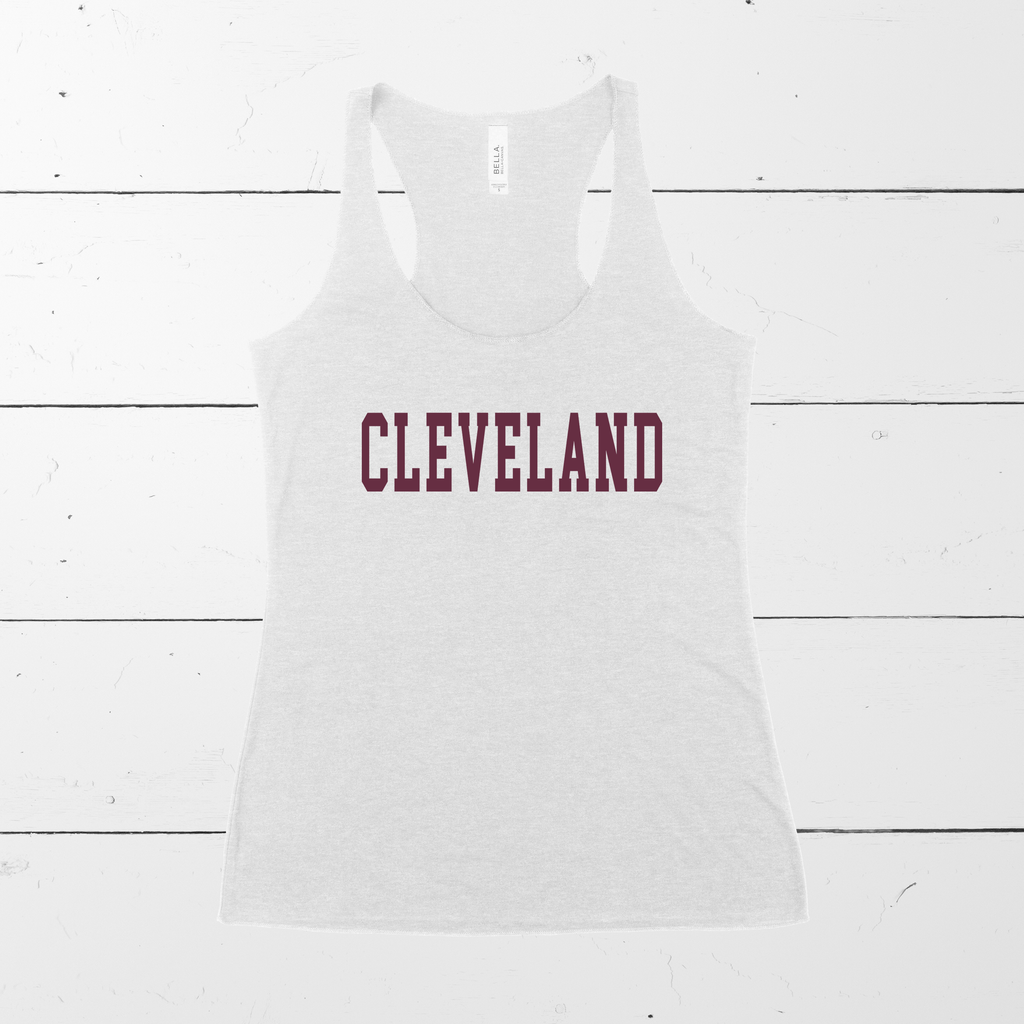 Cleveland College Block Ladies Flowy Tank - Maroon Text - Mistakes on the Lake
