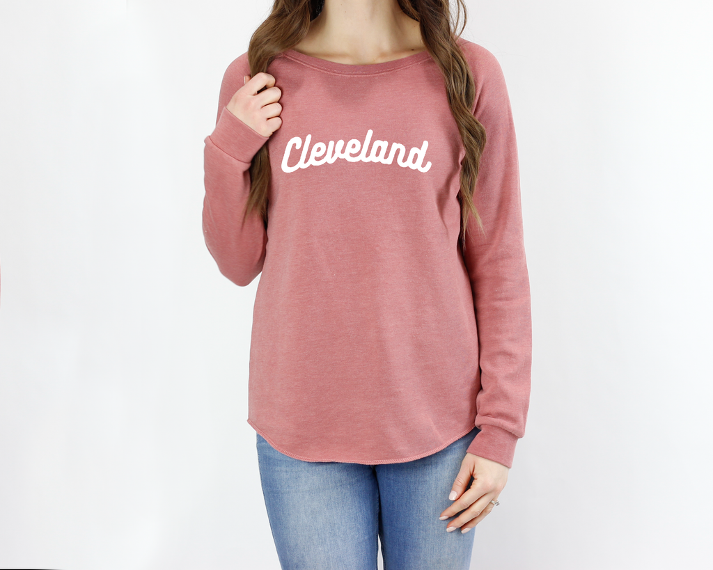 Classic Cleveland Ladies Wave Wash Sweatshirts - Mistakes on the Lake
