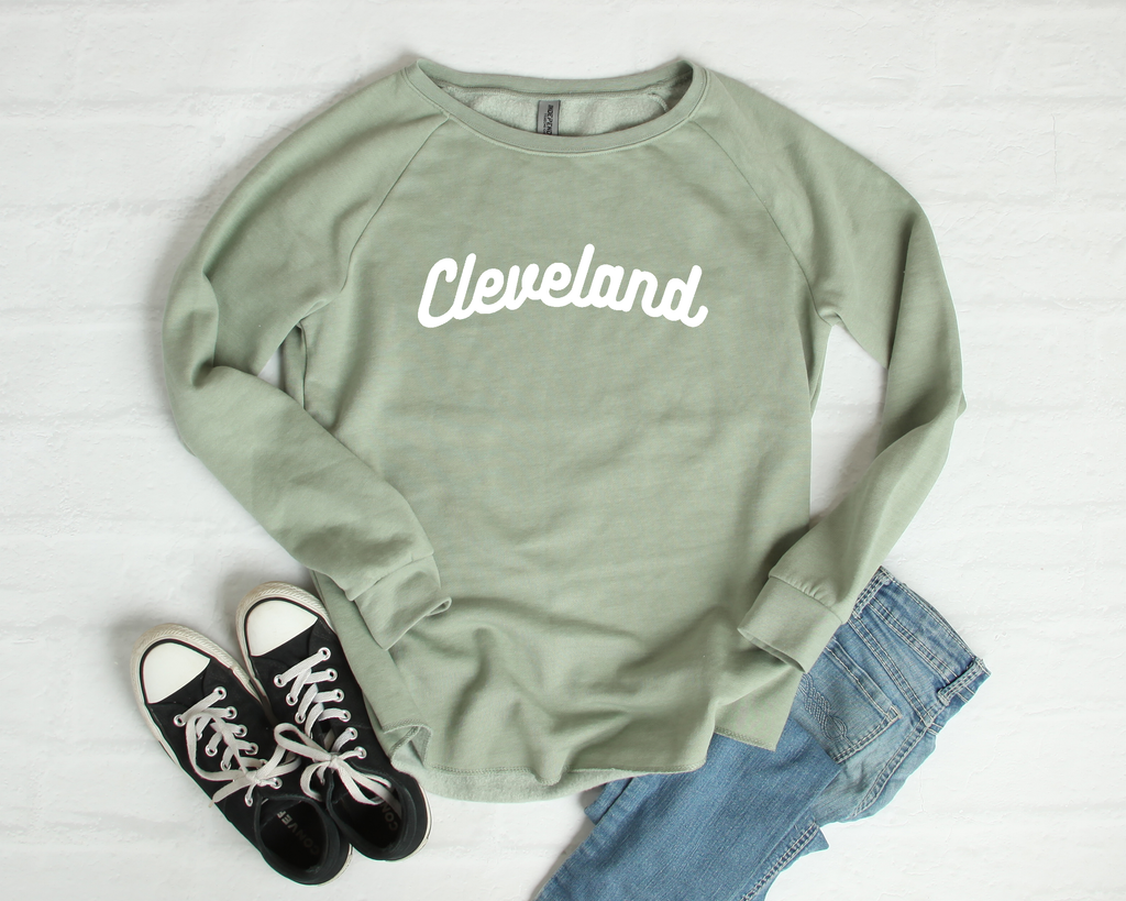 Classic Cleveland Ladies Wave Wash Sweatshirts - Mistakes on the Lake